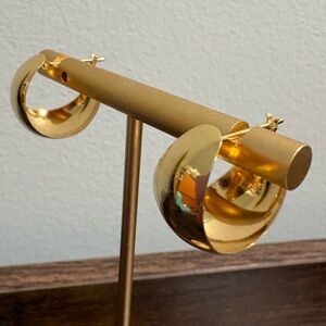 K18 18K Japan Real Gold Chunky Hoop Earrings